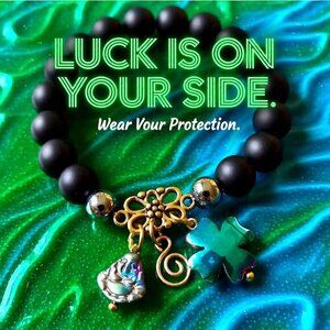 Reversible!!! Good Luck! Rainbow Colors Bracelet!  Buddha + 4 Leaf Clover Charms